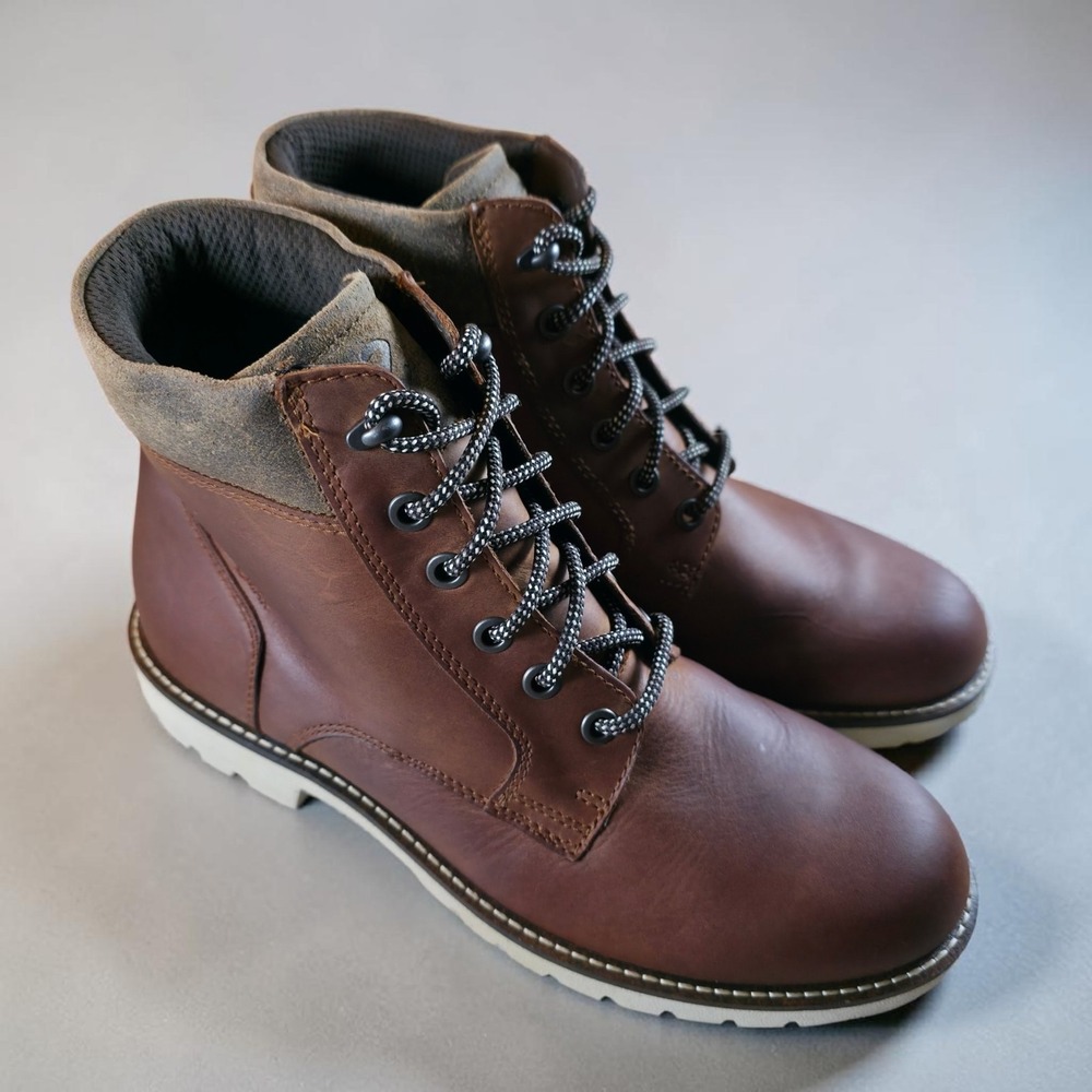 ECCO Mens Jamestown High-Cut Cognac Cocoa Brown Boots Size 9 - 9.5 *Barely Worn